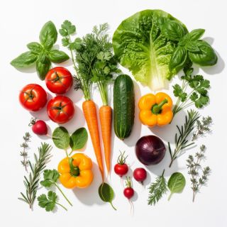 Various Veggies And Herbs Such A