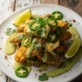 Air-Fried Tempura Veggies with Jalapeño-Lime Sauce