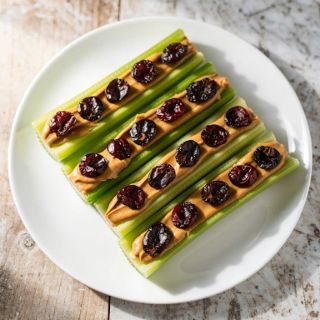 Celery with Peanut Butter and Unsweetened Dried Cherries