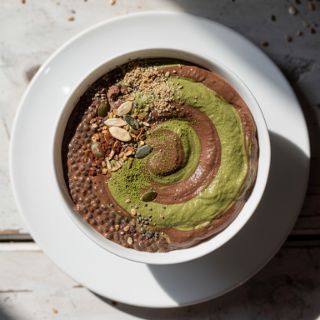 Chocolate-Matcha Chia Pudding