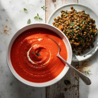 Tomato Soup & Lentil Salad