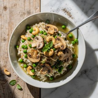 Mushroom and Green Pea Risotto