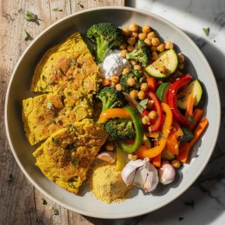 Leftover Veggie Chickpea Omelette